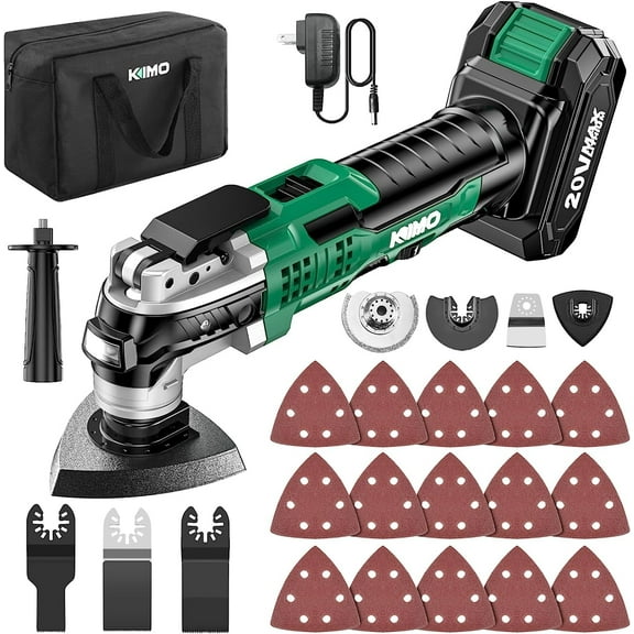 KIMO Oscillating Tool, ​​‎21000 RPM 3.5 Amp Oscillating Multitool w/3° Oscillation Angle, Cordless Oscillating Kit, 26Pcs Accessories​