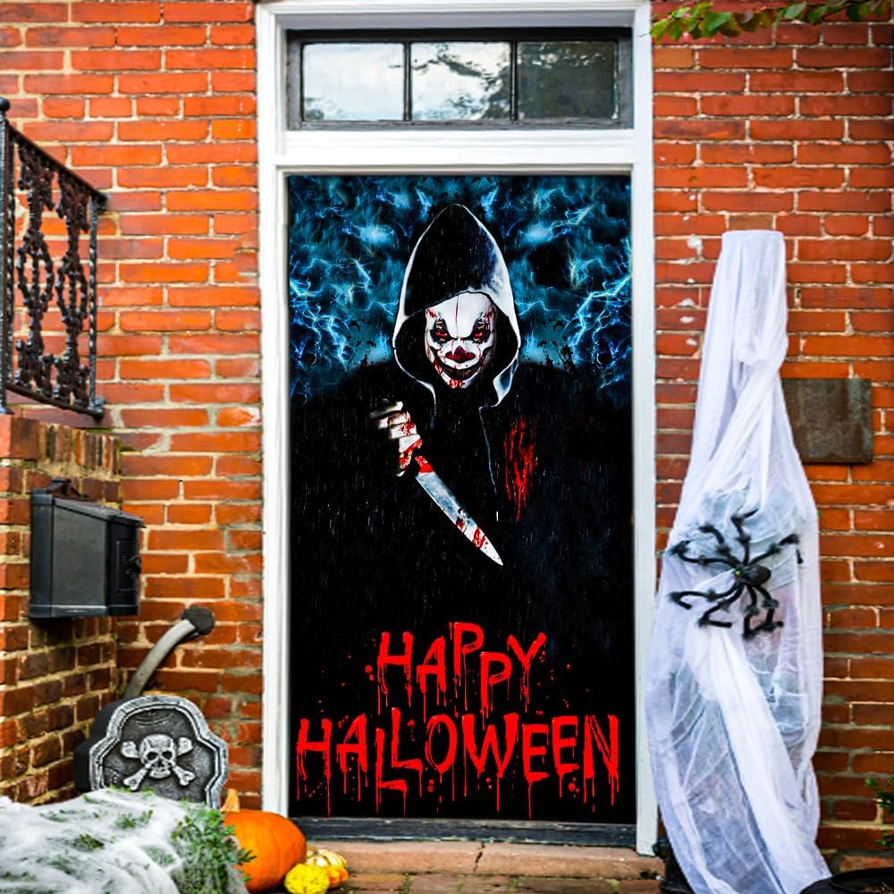 KIMOBER Halloween Door Cover Decorations,Death Grim Reaper Front Door