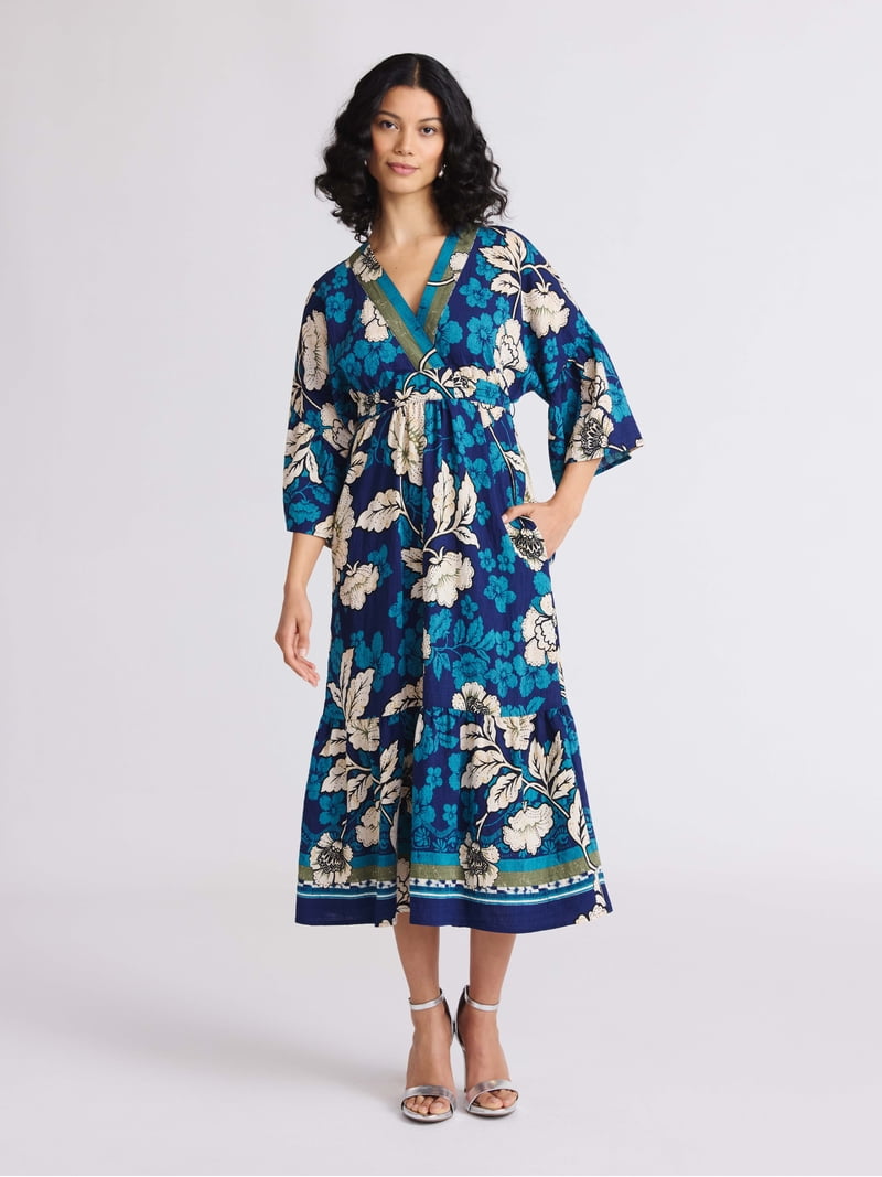 knee length dresses for ladies Purple Sequin Caftan Kimono Maxi Dress One Size Purple / 52