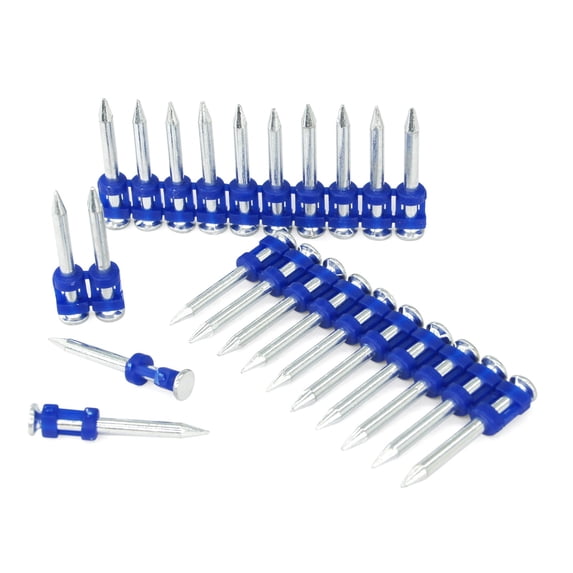 KIMSING MTSD-32 12 Gauge 1 1/4 Inch X .109 Inch Smooth Shank Plastic Collated Concrete and Steel Drive Pin Mechanical Galvanized for Gas Power Concrete and Steel Nailer 1000 PCS/Box (4 Boxes)