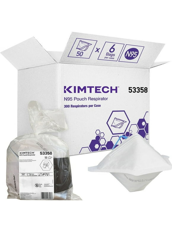 KIMTECH N95 Pouch Respirator - NIOSH-Approved - Breathable, Comfortable - Regular Size - Airborne Particle, Airborne Contaminant Protection - 50 / Bag - TAA Compliant | Bundle of 5 Bags