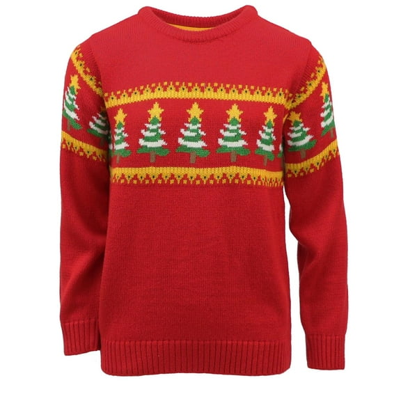 KIMU Boys' 2-18 Long Sleeve Knit Pullover Christmas Sweater Crewneck Holiday Sweater Shirt (Christmas Tree)