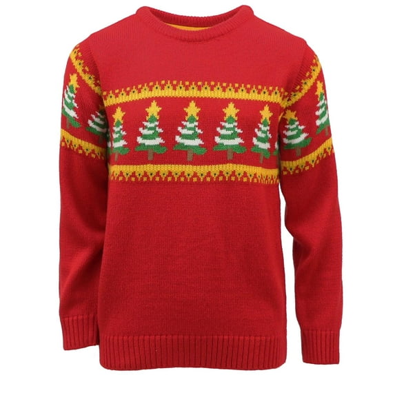 KIMU Boys' 2-18 Long Sleeve Knit Pullover Christmas Sweater Crewneck Holiday Sweater Shirt (Christmas Tree)