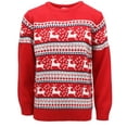 thumbnail image 1 of KIMU Boys' 2-18 Long Sleeve Knit Pullover Christmas Sweater Crewneck Holiday Sweater Shirt (Reindeer Fairisle), 1 of 5