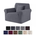 thumbnail image 1 of KINCAM 1-Seater Sofa Slipcover, Stretch Couch Cover with 1 Pillow Cover, Machine Washable Furniture Protector, Dark Gray, 1 of 7