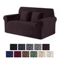 thumbnail image 1 of KINCAM 2-Seater Loveseat Slipcover, Stretch Couch Cover with 2 Pillow Cover, Machine Washable Furniture Protector, Dark Coffee, 1 of 7