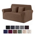 thumbnail image 1 of KINCAM 2-Seater Loveseat Slipcover, Stretch Couch Cover with 2 Pillow Cover, Machine Washable Furniture Protector, Light Coffee, 1 of 7