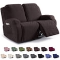 thumbnail image 1 of KINCAM Loveseat Recliner Cover 2-Pieces,Stretch Reclining Couch Cover with Pockets Daily Furniture Protection,Chocolate, 1 of 8