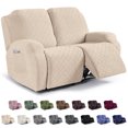 thumbnail image 1 of KINCAM Loveseat Recliner Cover 2-Pieces,Stretch Reclining Couch Cover with Pockets Daily Furniture Protection,Light Beige, 1 of 8