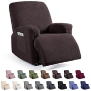 KINCAM Recliner Chair Cover 3-Pieces, Soft Stretch Recliner Slipcover with Armrest Covers Daily Furniture Protection, Chocolate