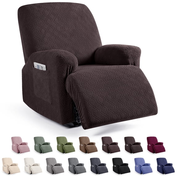 KINCAM Recliner Chair Cover 3-Pieces, Soft Stretch Recliner Slipcover with Armrest Covers Daily Furniture Protection, Chocolate