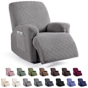 KINCAM Recliner Chair Cover 3-Pieces, Soft Stretch Recliner Slipcover with Armrest Covers Daily Furniture Protection, Light Gray