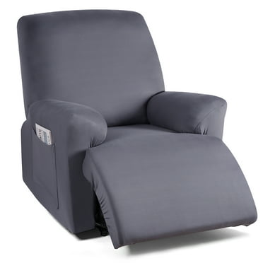 KINCAM Recliner Chair Slipcovers, 3 Pieces Stretch Recliner Couch Covers Reclining Sofa Slipcover, Light Gray