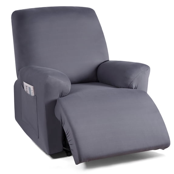 KINCAM Recliner Chair Slipcovers, 3 Pieces Stretch Recliner Couch Covers Reclining Sofa Slipcover, Light Gray