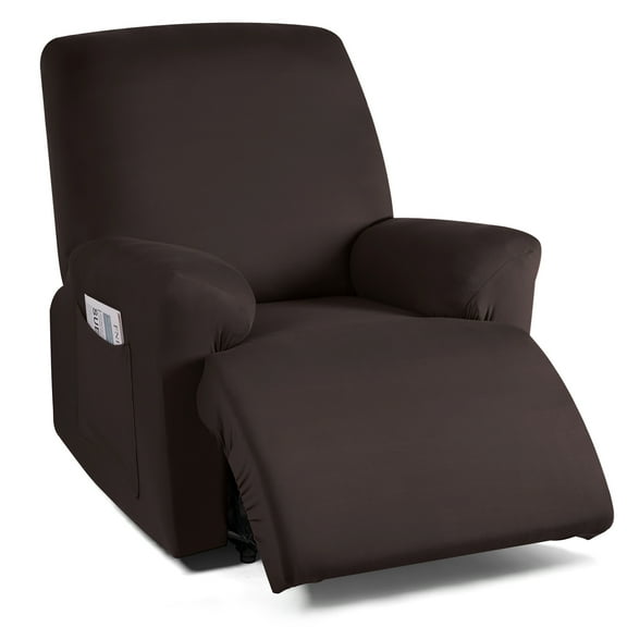 KINCAM Recliner Chair Slipcovers with Pockets, Stretch Recliner Sofa Cover Furniture Armchair Slipcovers, Coffee