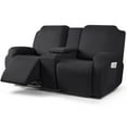 thumbnail image 1 of KINCAM Recliner Loveseat Covers Stretch 4-Pieces Reclining Couch Covers with Cup Holder, Furniture Sofa Cover, Black, 1 of 9