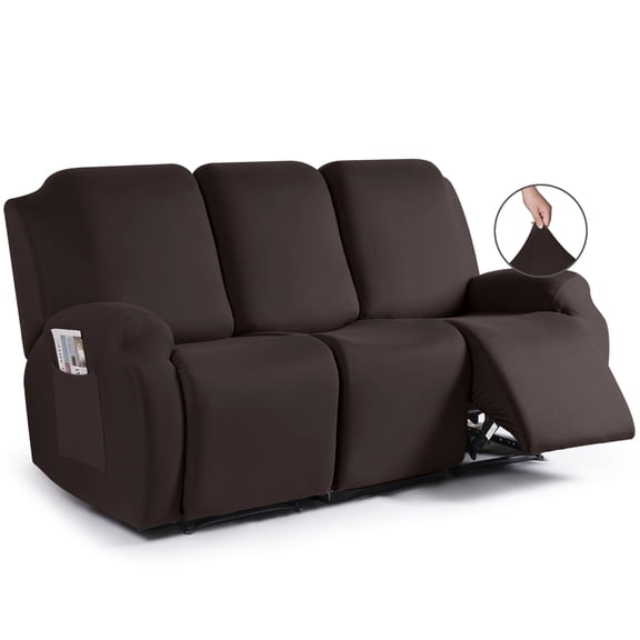 RUAOZZ Recliner Sofa Slipcover 3 Pieces Stretch Sofa Covers Reclining Couch Cover Furniture Protector with Pockets,Coffee
