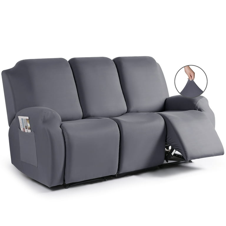 KINCAM Recliner Sofa Slipcovers for 3 Seat Couch with Pockets Stretch Reclining Couch Cover for Pets Kids Light Gray Walmart
