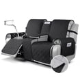 thumbnail image 1 of KINCAM Waterproof Loveseat Recliner Cover with Console, 3-Piece Non-Slip Washable Furniture Protector for Split Sofa, Black, 1 of 8