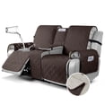 thumbnail image 1 of KINCAM Waterproof Loveseat Recliner Cover with Console, 3-Piece Non-Slip Washable Furniture Protector for Split Sofa, Chocolate, 1 of 7