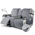 thumbnail image 1 of KINCAM Waterproof Loveseat Recliner Cover with Console, 3-Piece Non-Slip Washable Furniture Protector for Split Sofa, Dark Gray, 1 of 8