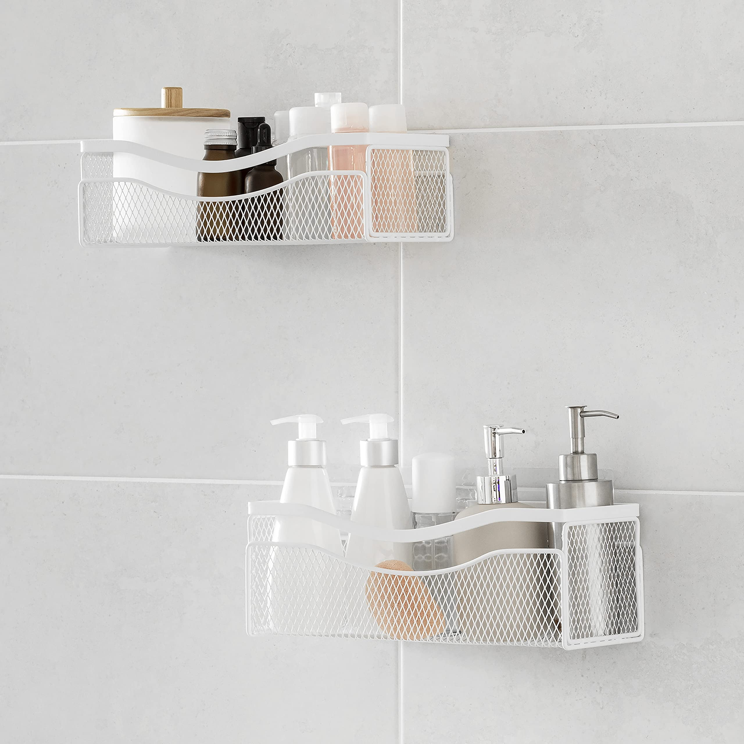 KINCMAX Mesh Shower Caddy (2Pack), Rustproof Stainless Steel, Adhesive
