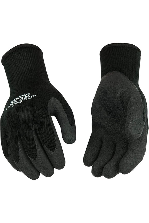 Warm Grip Thermal Knit Shell with Latex Palm, Black, Size Large