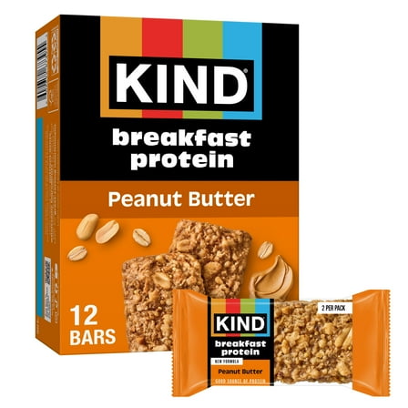 KIND Peanut Butter Breakfast Protein Bars, 6-Count, 1 Cardboard Box