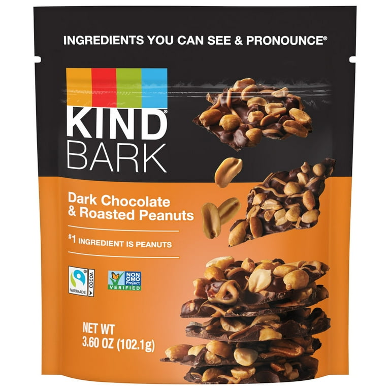 KIND Bark Dark Chocolate Roasted Peanuts 3.6 Ounce Bag