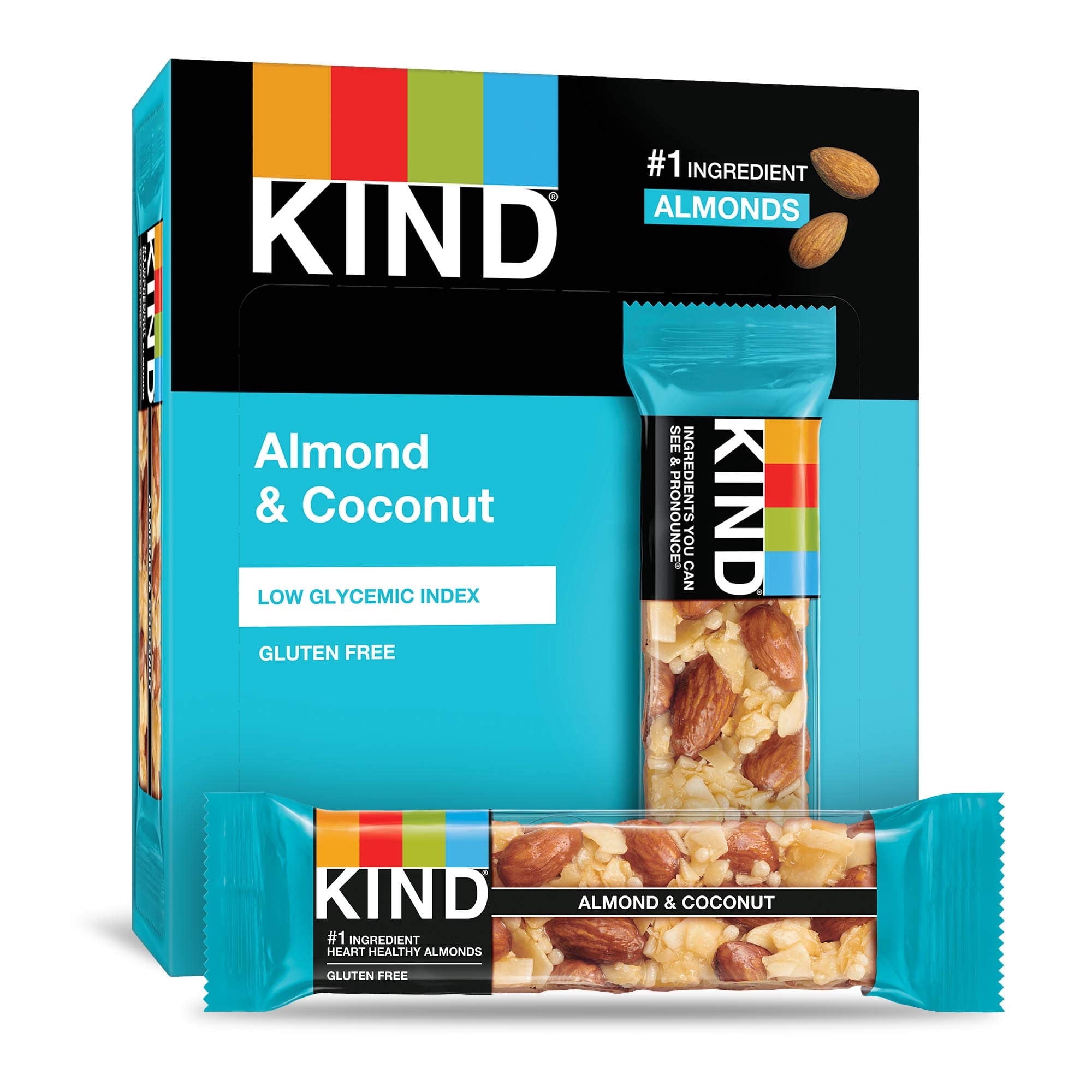 KIND Bars, Almond & Coconut, Gluten Free, Low Sugar, 1.4oz, 4 Count (Pack of 12)