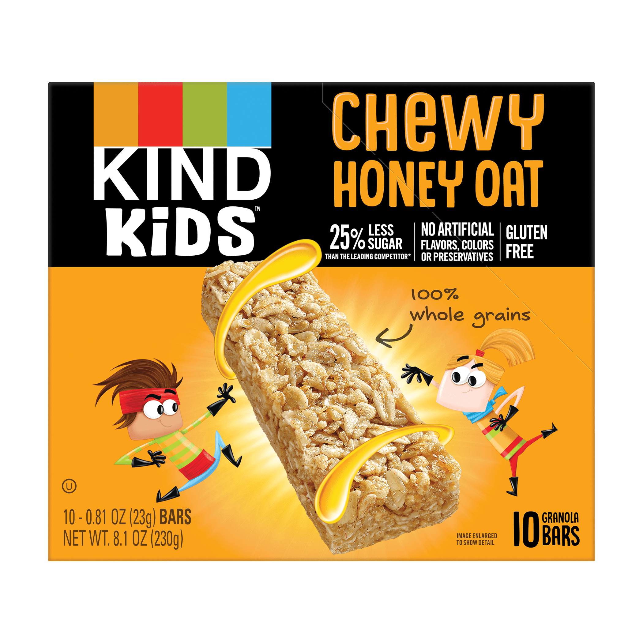 KIND Bars, Chewy Honey Oat Kids Bar, Gluten free, .81 oz, 10 Snack Bars