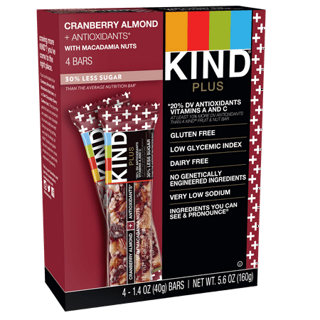 KIND Bars, Cranberry Almond + Antioxidants , Gluten Free, 1.4 oz, 4 Snack Bars
