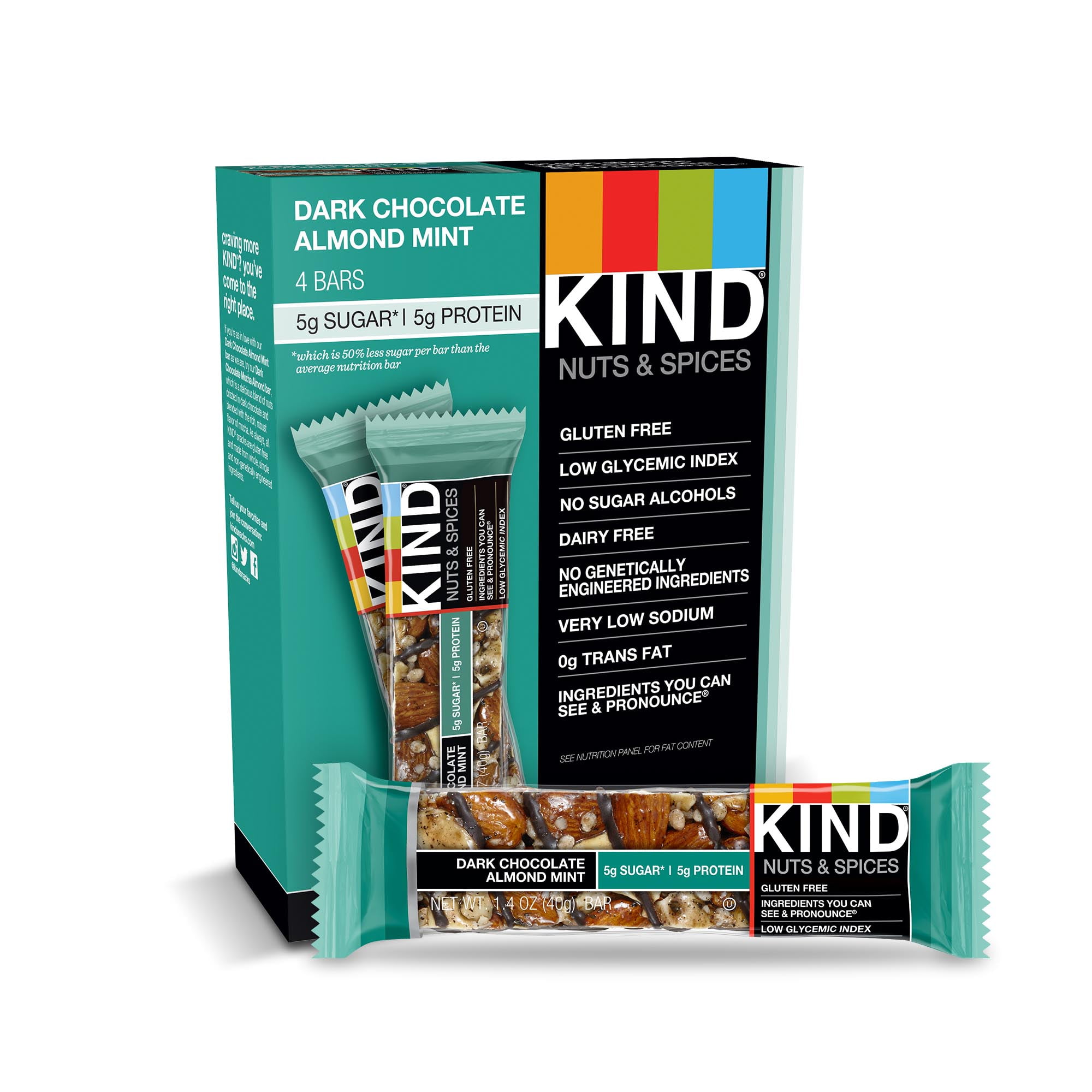 KIND Bars, Dark Chocolate Almond Mint, 4 Bars, Gluten Free