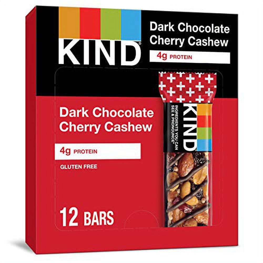 KIND Bars, Dark Chocolate Cherry Cashew + Antioxidants, Gluten Free, 1.4 Ounce (12 Count)