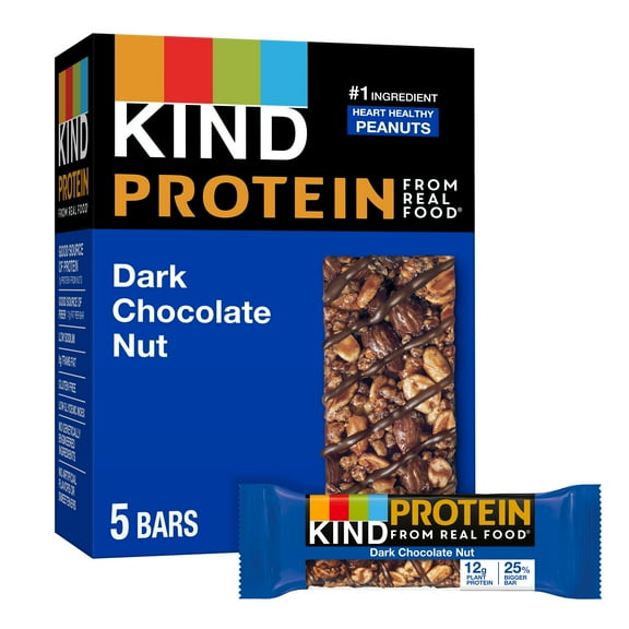 KIND Dark Chocolate Nut Protein Bar, Gluten Free, 1.76 oz, 5 Snack Bars Box