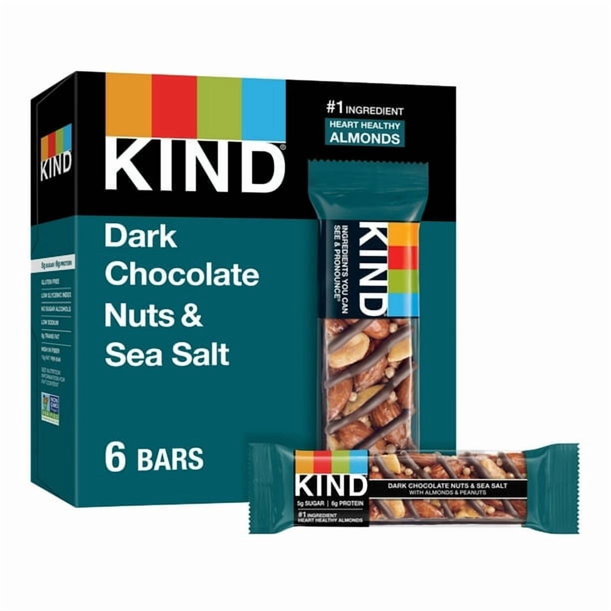 KIND Gluten Free Dark Chocolate Nuts & Sea Salt Snack Bars, 1.4 oz, 6 Count)2pack