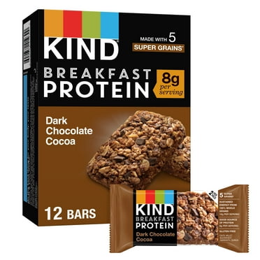 KIND Breakfast Gluten Free Dark Chocolate Cocoa Protein Snack Bars, 1.76 oz, 12 Count