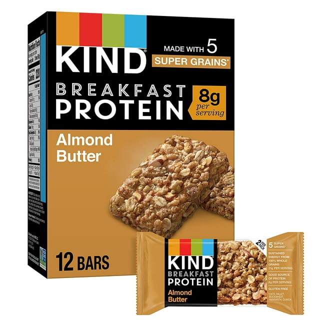 KIND Healthy Food, Almond Butter Breakfast Bars, Gluten-Free, 8g