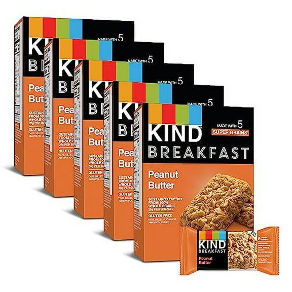 KIND Breakfast Bars, Peanut Butter, Healthy Snacks, Gluten Free, 100% Whole Grains, 5g Protein, 30 Count