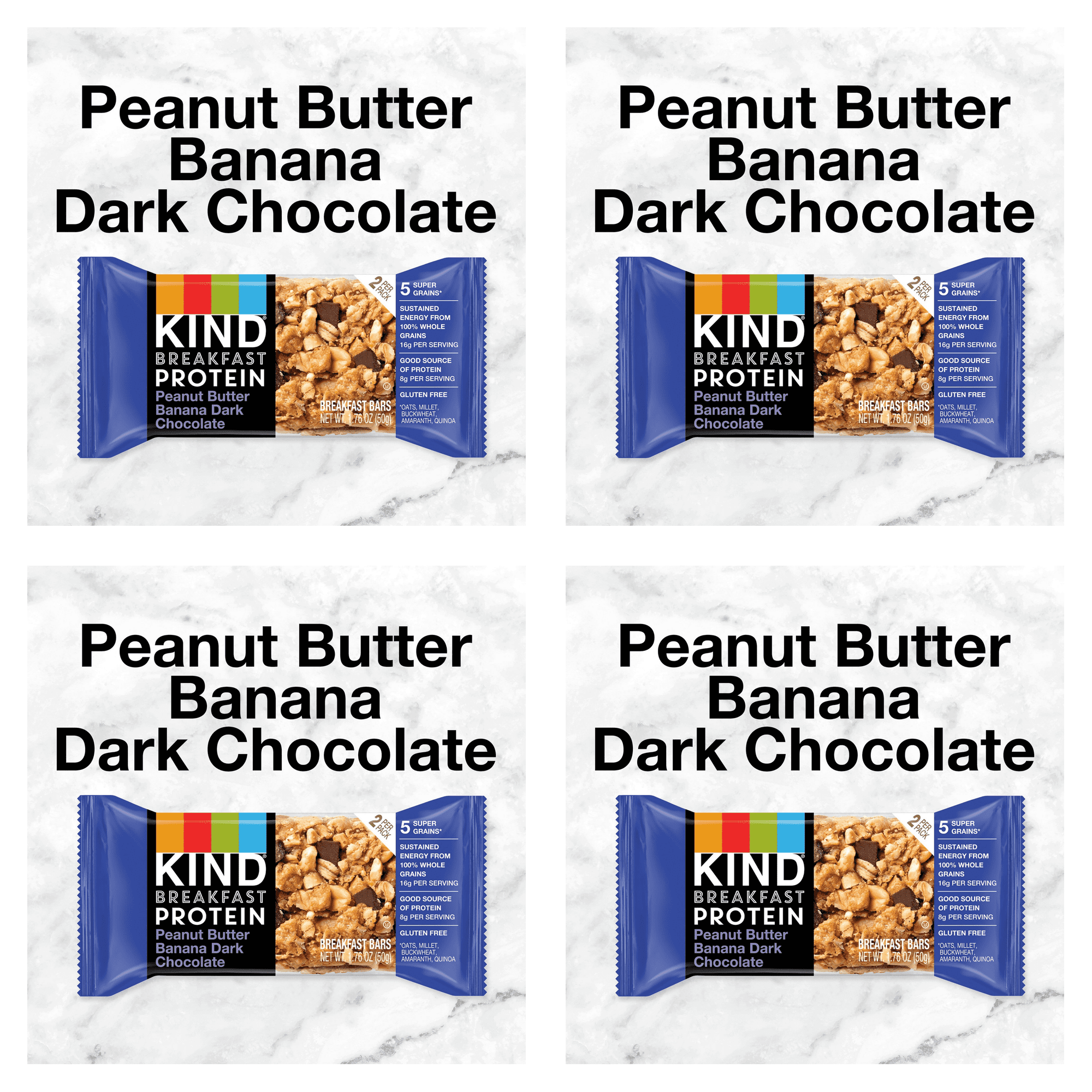 KIND Breakfast Peanut Butter Banana Dark Chocolate Gluten Free Protein Snack Bars, 1.76 oz, 12 Count (Pack of 4)