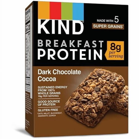 KIND Breakfast Protein Bars - Gluten-free, Dairy-free, Low Sodium, Trans Fat Free, Peanut-free - Dark Chocolate Cocoa - 6 / Box | Bundle of 10 Boxes