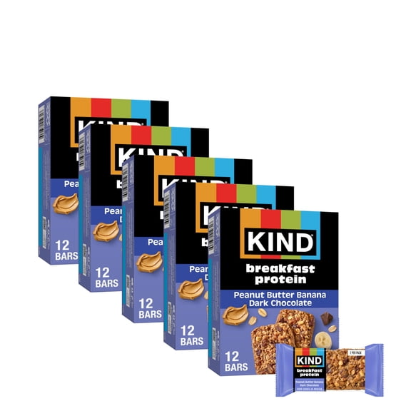 KIND Breakfast Protein Bars, Peanut Butter Banana Dark Chocolate, Healthy Snacks, Gluten Free, 8g Protein, 30 Count