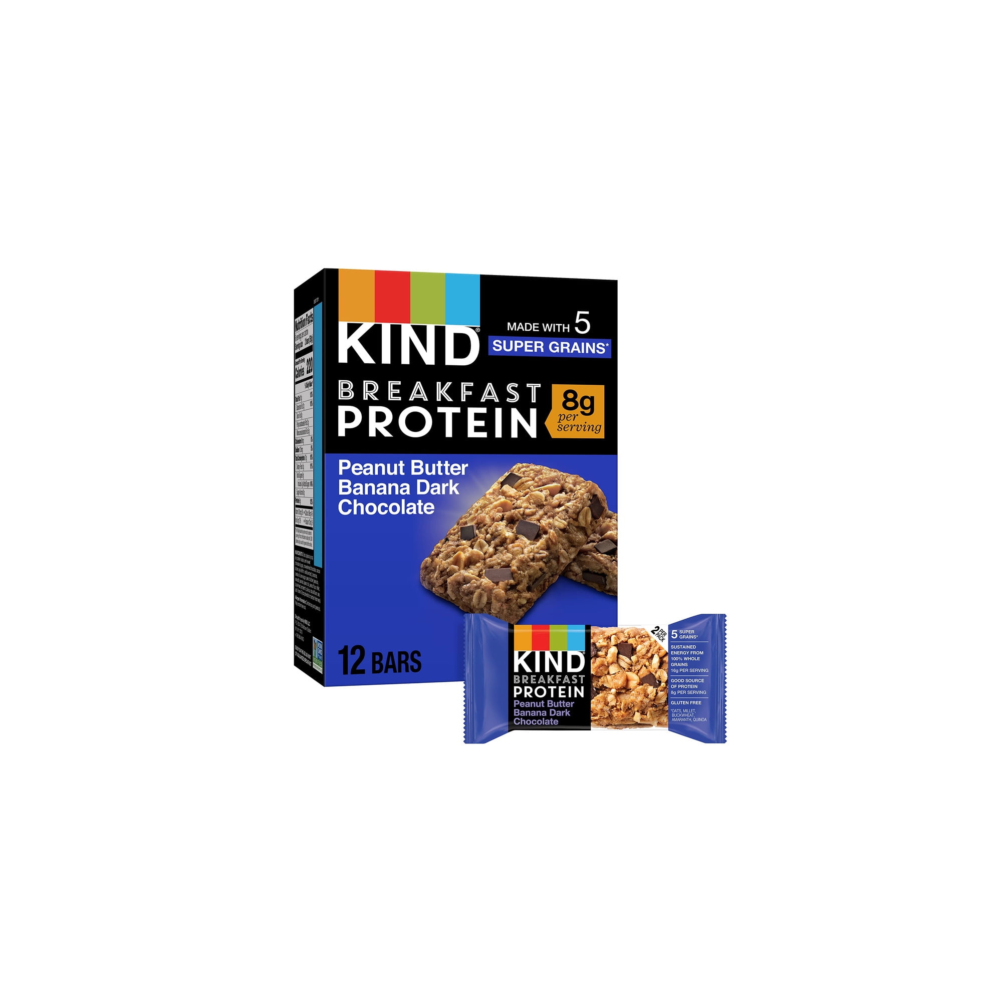 KIND Breakfast Protein, Peanut Butter Banana Dark Chocolate, 6 Count (Pack of 24)