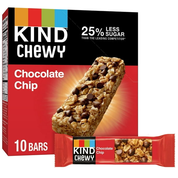 KIND Chewy Granola Bars, Chocolate Chip, Gluten Free, 8.1 oz Box (10 Bars) (Pack of 4)