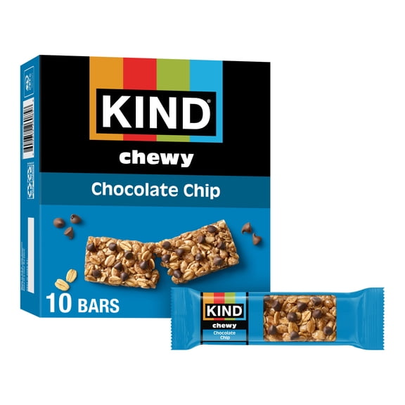 KIND Chewy Granola Bars, Chocolate Chip, Gluten Free, Low Sodium, 0.81 oz, 10 Count