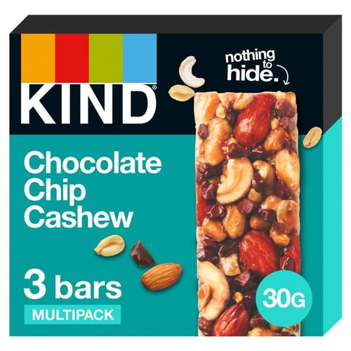 KIND Chocolate Chip Cashew Snack Bar Multipack 3 x 30g, British Import (Pack of 3)