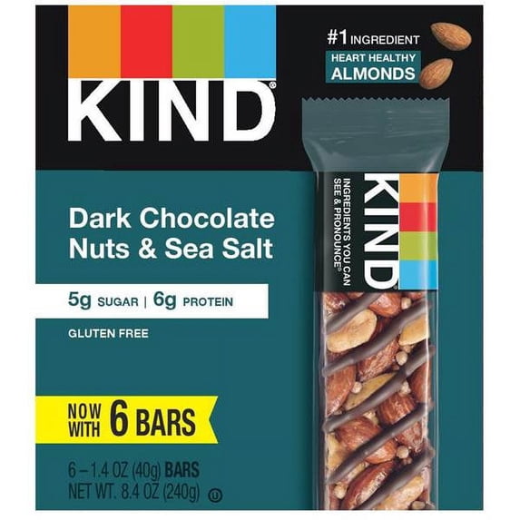 KIND Dark Chocolate Nut with Sea Salt Bars (Pack of 6)