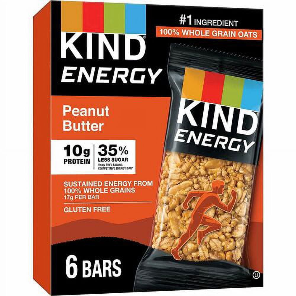KIND Energy Bars - Trans Fat Free, Gluten-free, Individually Wrapped - Peanut Butter - 6 / Box | Bundle of 10 Boxes