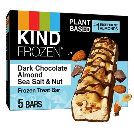KIND Frozen Dark Chocolate Almond Sea Salt Creamy Plant Based Treat Bars, 8 fl oz, 5 Pack