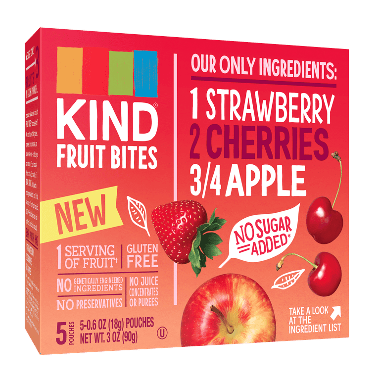 Gluten Fruit Fruit Free, KIND Count, 5 Sugar Bites, Strawberry Added Apple Bites, Cherry Fruit Snacks No